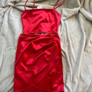 Red satin 2 piece set
